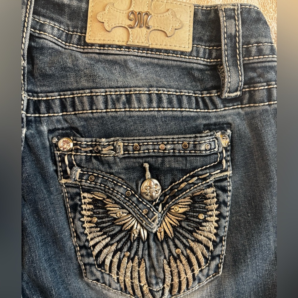 Miss Me Boot Cut Jeans Blue Silver Embroidery - Picture 2 of 6